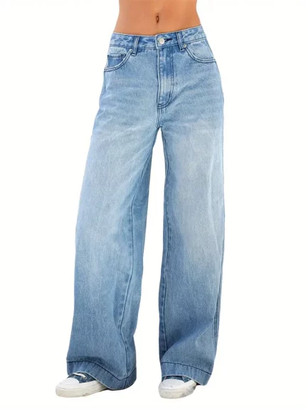 Women'S Plus Size Casual Wide Leg Faux Denim