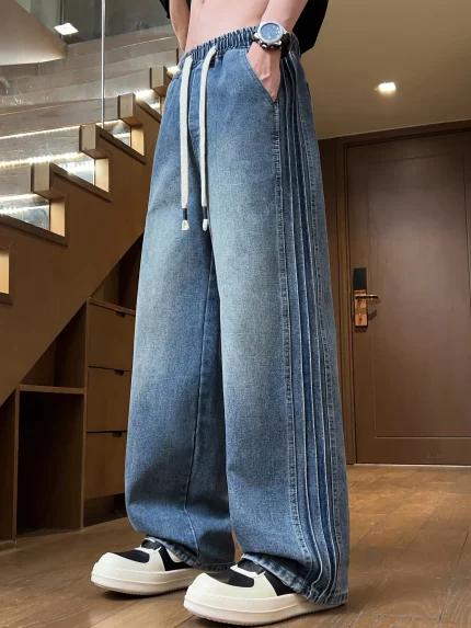 Men'S Vintage-Inspired Loose Fit Straight Leg Jeans - Light