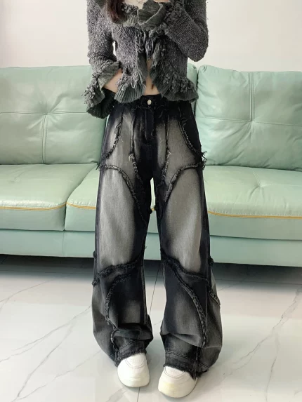 [Edgy Streetwear] Women's High Waist Wide Leg Jeans