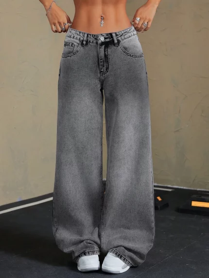 Ladies' Fashionable Mid Rise Straight Leg Jeans- Casual