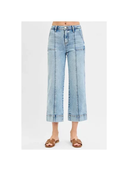 Plus Size High Rise Crop Jeans: Wide Leg
