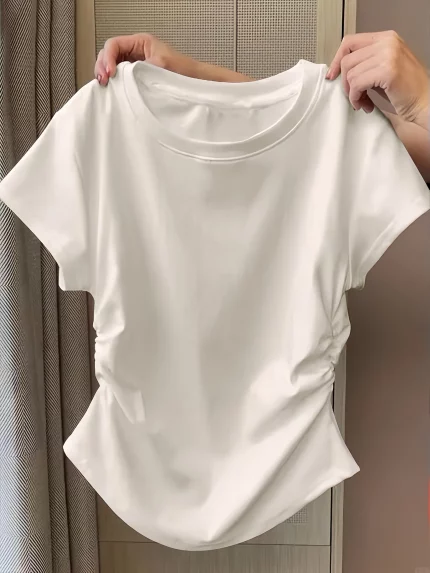 Women'S Slim-Fit Cropped White T-Shirt - Summer Casual Chic