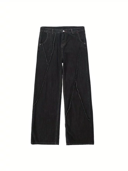 Unisex Straight Leg Jeans - Loose Fit Wide Leg Pants