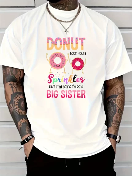 1pc men's 100% cotton graphic t-shirt - donut lose your sprinkles