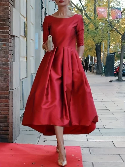 Women's Elegant Party Dress - Formal/Evening/Party Attire Midi Dress