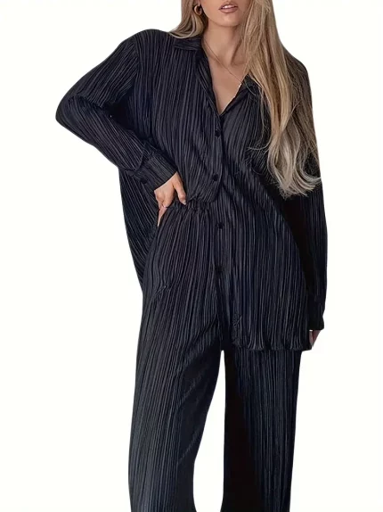 Spring And Autumn Women'S Casual Two Piece Set, Fashionable Folded