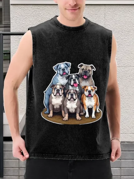 Men'S Vintage-Inspired English Bulldog Graphic Tee - 100% Cotton