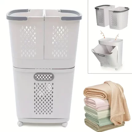 [Large Laundry Basket] 4 Wheels Movable Household