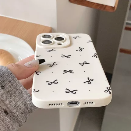 Full Screen Black Bow Mobile Phone Case Suitable for iPhone 16