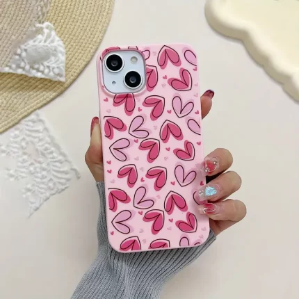 Pink Love Big Hole Frosted All-Inclusive Anti-Fall Mobile Phone Case Suitable for Apple