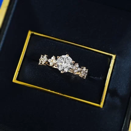 1pc Champagne Golden Ring - 925 Sterling Silver Minimalist Jewelry