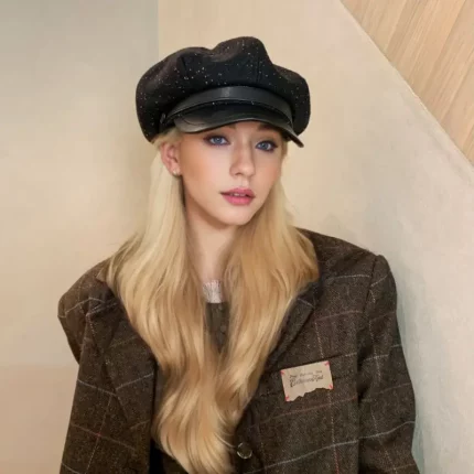 Retro British Style Octagonal Fleece Hat - Lightweight, Warm Fleece