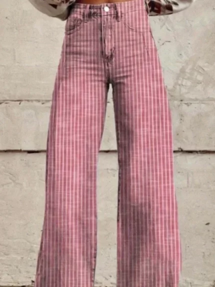 [imitation denim]Printed Straight-Leg Pants
