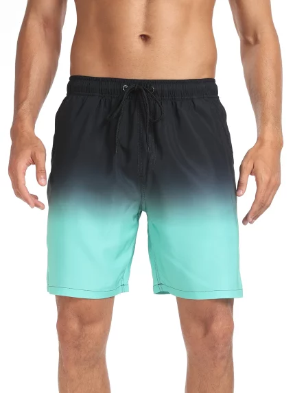 Men'S Gradient Elastic Workout Gym Shorts with Drawstring Waist - Non-Stretch Bodybuilding