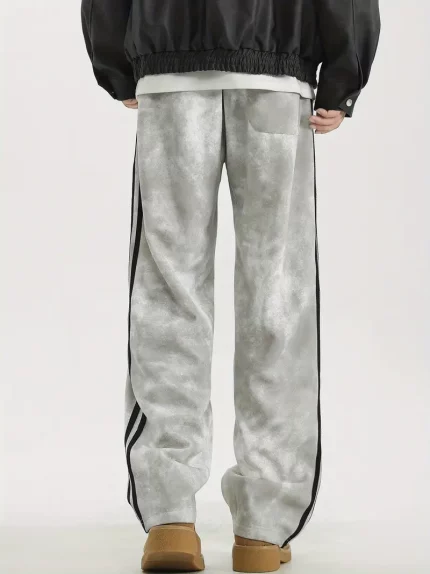 Men's Thin Casual Pants - Black Straight-Leg Trousers, All-Season