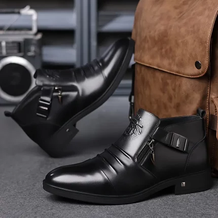 Men's Classic Oxford & Derby Style Ankle Boots, Solid Color Casual